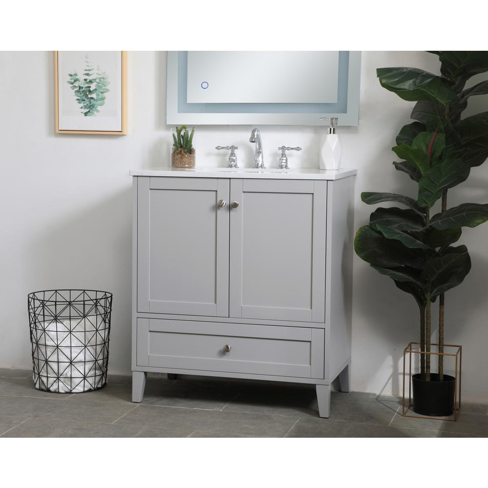 30 inch Single Bathroom Vanity in Grey. Picture 2