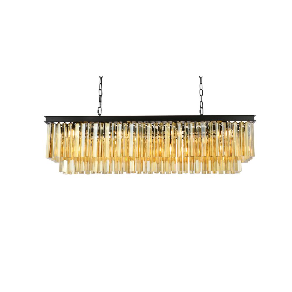 Sydney 12 light Matte Black Chandelier Golden Teak (Smoky) Royal Cut Crystal. Picture 2