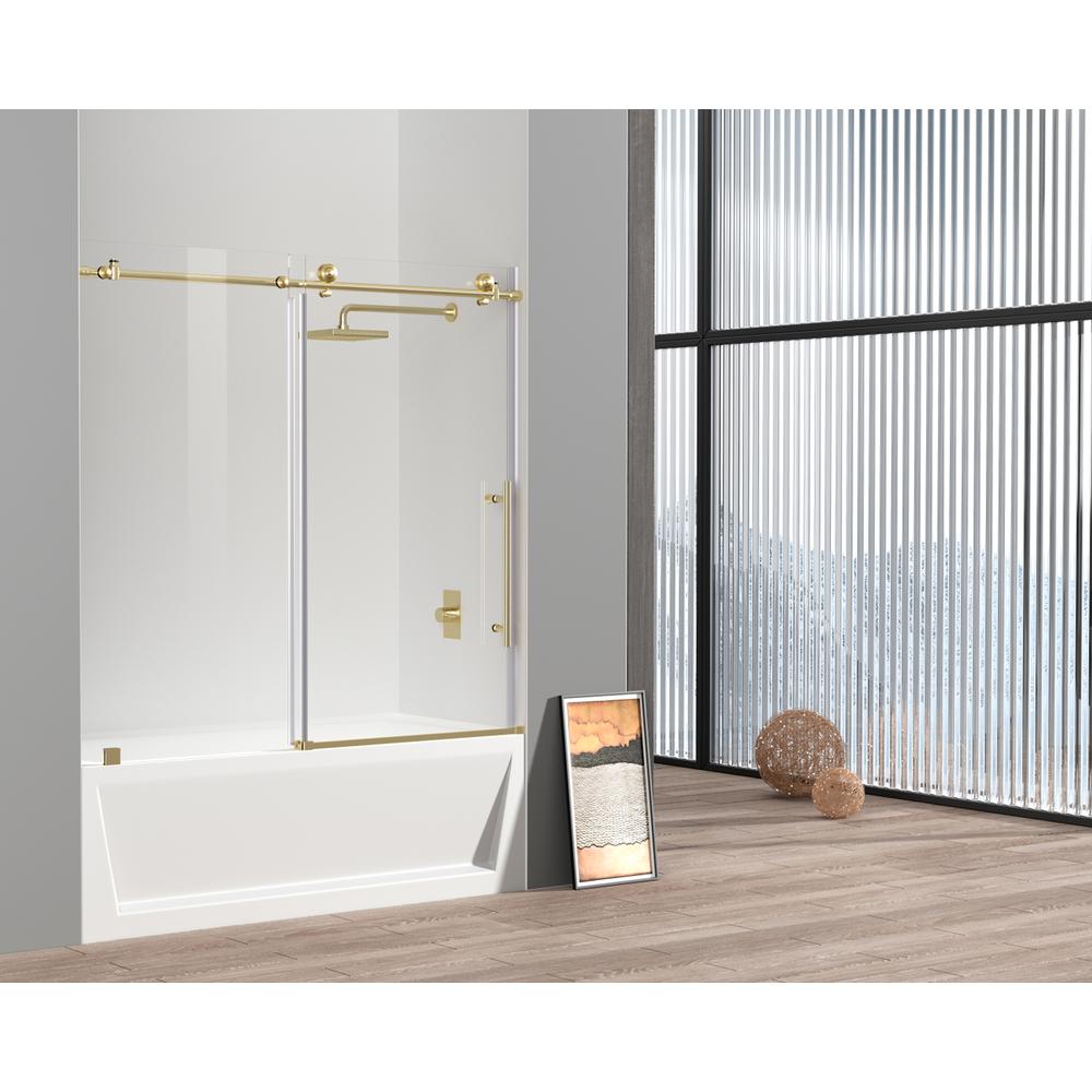Frameless tub door 60 x 60 Brushed Gold. Picture 11