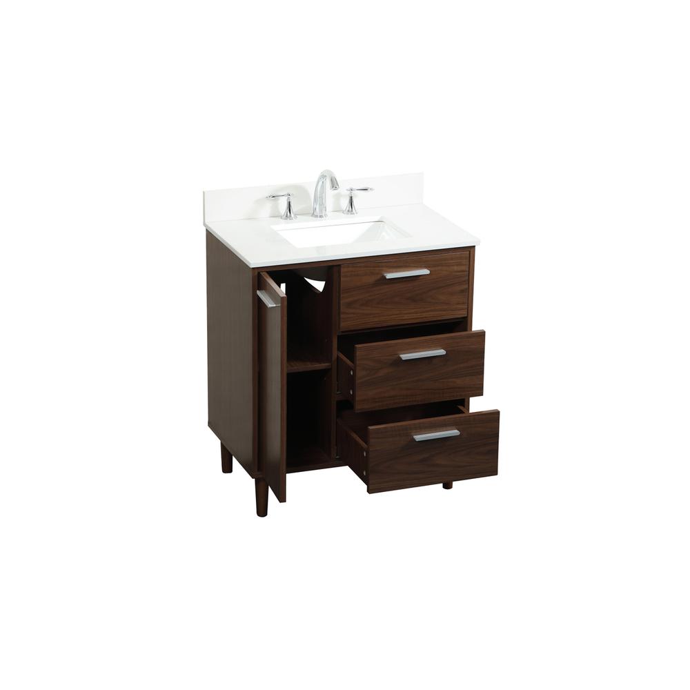 30 inch bathroom vanity in Walnut with backsplash. Picture 9