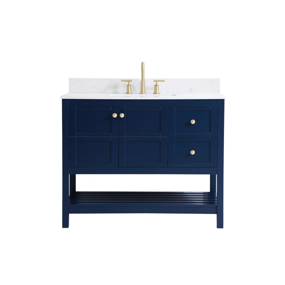 42 inch Single Bathroom Vanity in Blue with Backsplash. Picture 1
