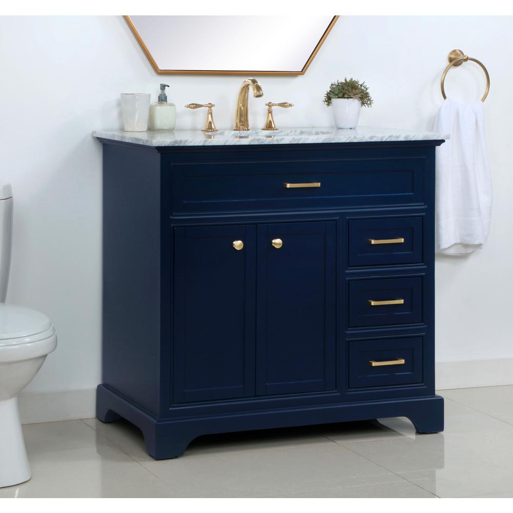 36 inch Single bathroom vanity in Blue. Picture 3