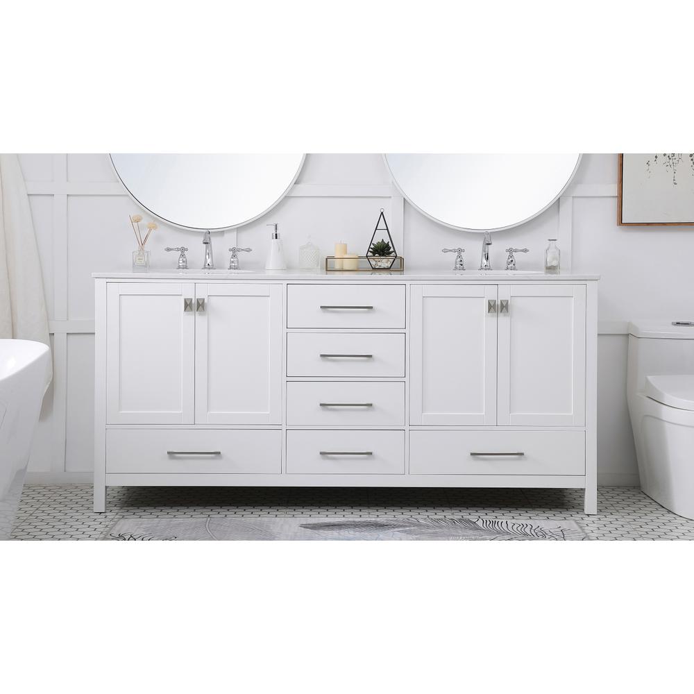 72 inch Double Bathroom Vanity in White. Picture 14