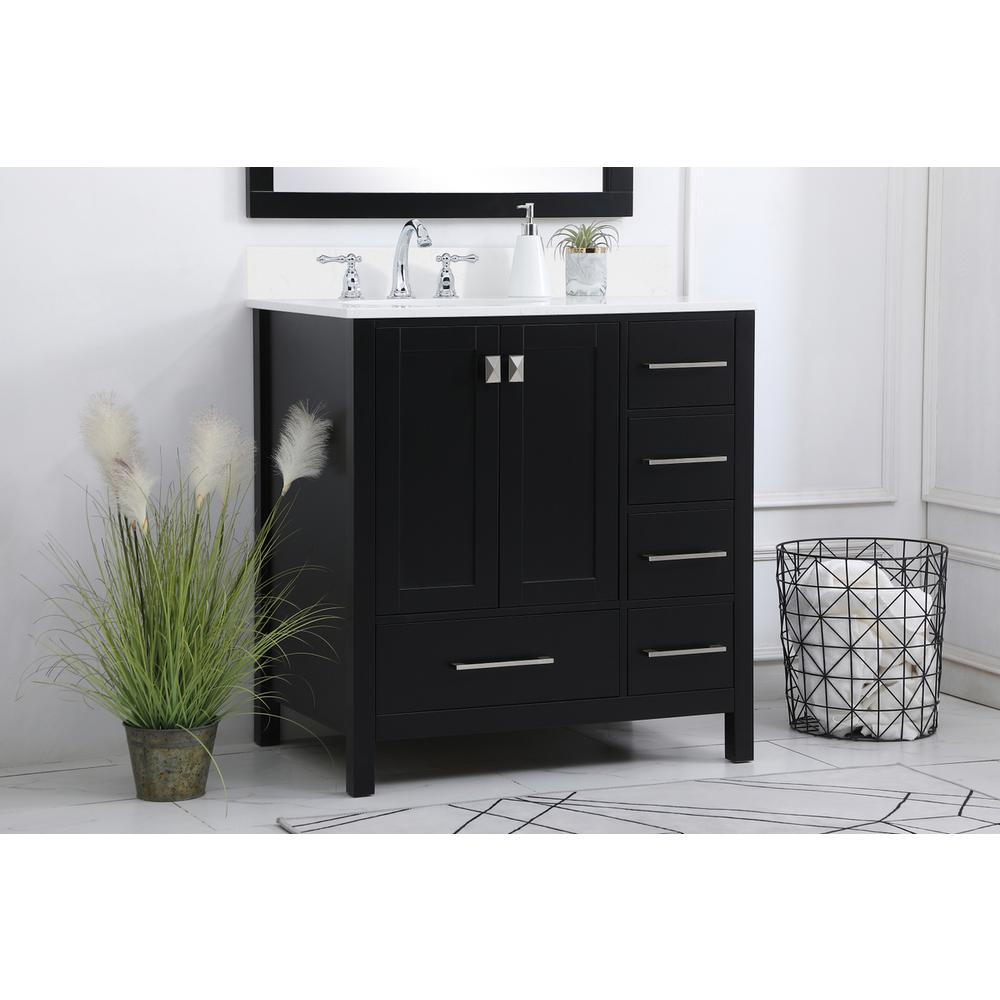 32 inch Single Bathroom Vanity in Black with Backsplash. Picture 2