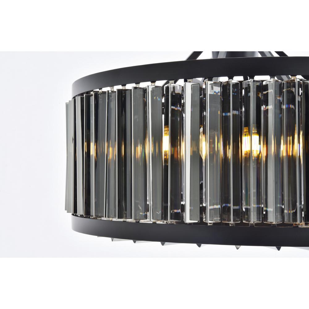Chelsea 8 light Matte Black Chandelier Silver Shade (Grey) Royal Cut Crystal. Picture 5