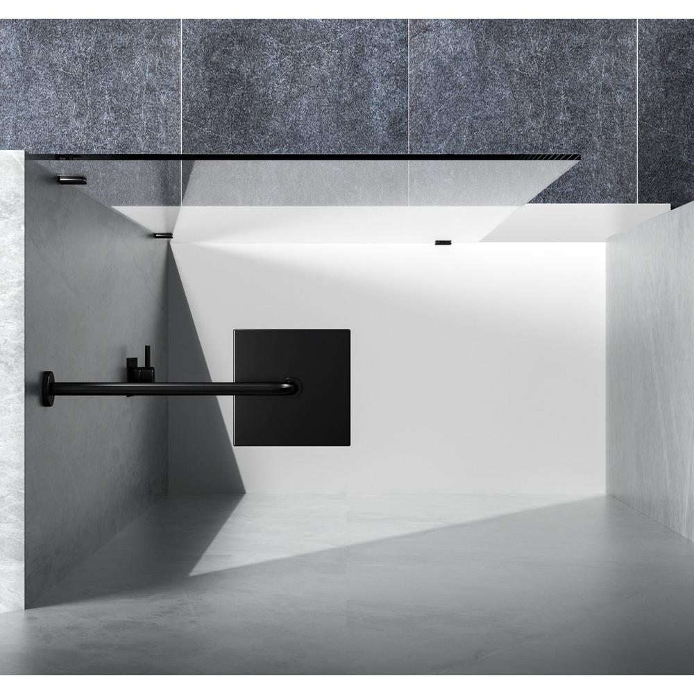 Fixed frameless shower door 35 x 78 Matte Black. Picture 4