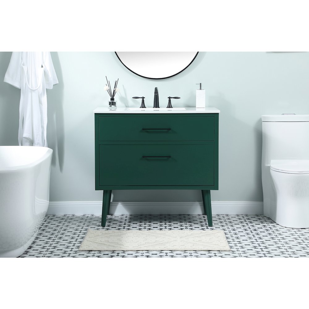 36 Inch Bathroom Vanity In Green. Picture 2