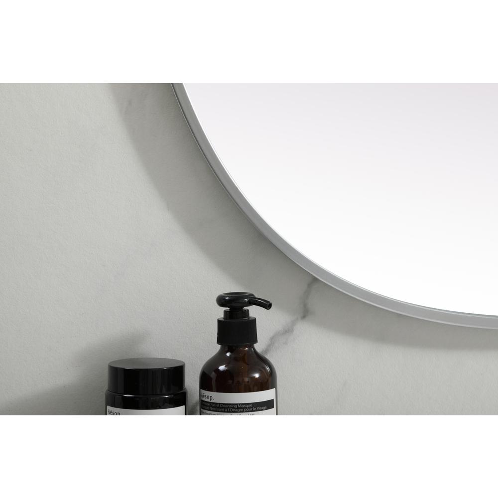 Metal Frame Oval Mirror 27x36 Inch in Silver. Picture 5