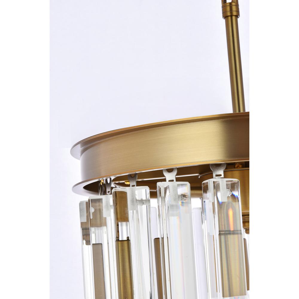 Sydney 12 inch round crystal pendant in satin gold. Picture 5