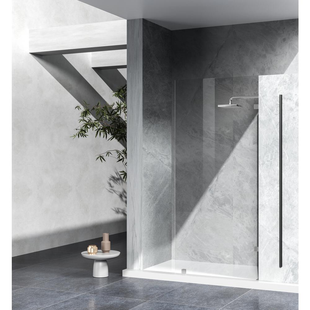 Fixed frameless shower door 35 x 78 Brushed Nickel. Picture 8