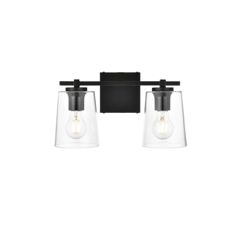 Kacey 2 light Black and Clear Bath Sconce. Picture 1