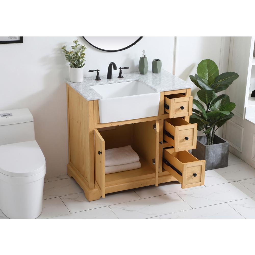 36 inch Single bathroom vanity in natural wood. Picture 3
