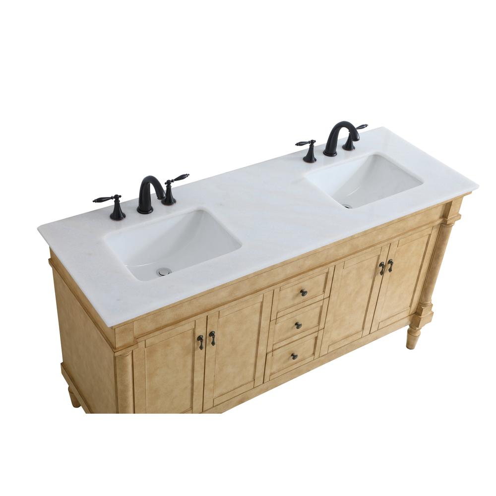 60 inch Double Bathroom Vanity in Antique Beige. Picture 9