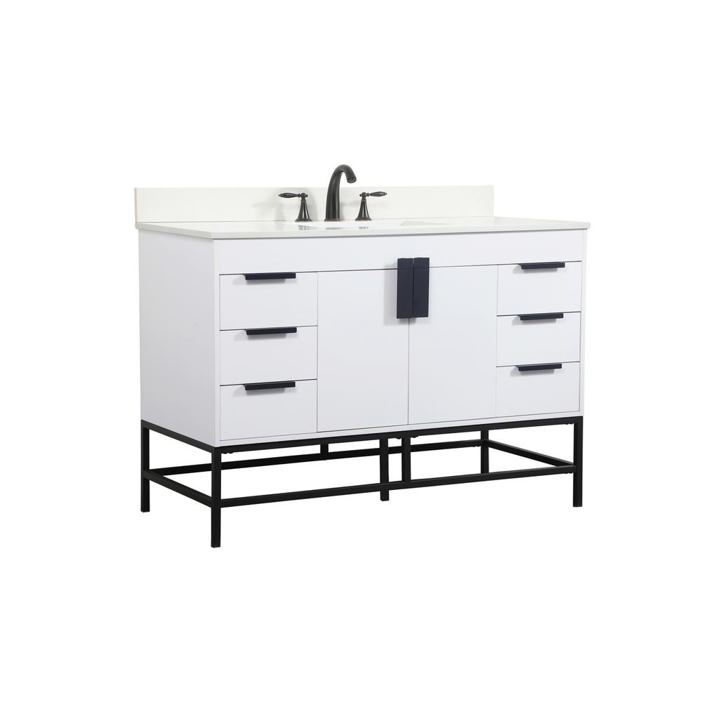 48 inch Single bathroom vanity in white with backsplash. Picture 7