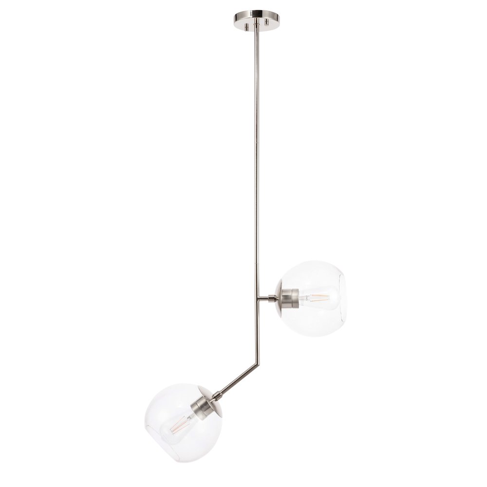 Ryland 2 Light Chrome And Clear Glass Pendant. Picture 1