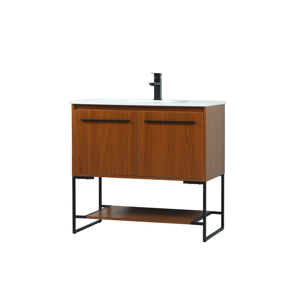 36 inch Single bathroom vanity in teak. Picture 7