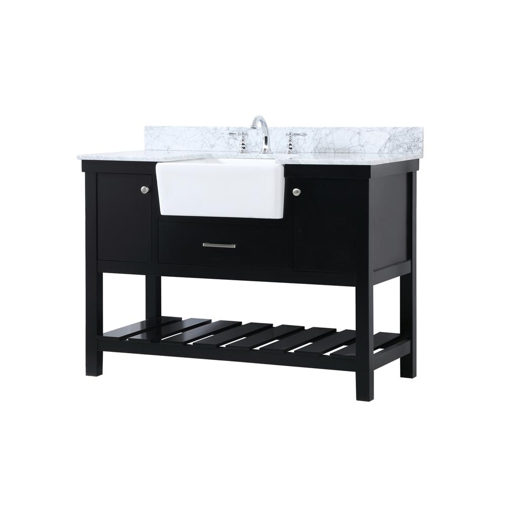 48 inch Single bathroom vanity in black with backsplash. Picture 7