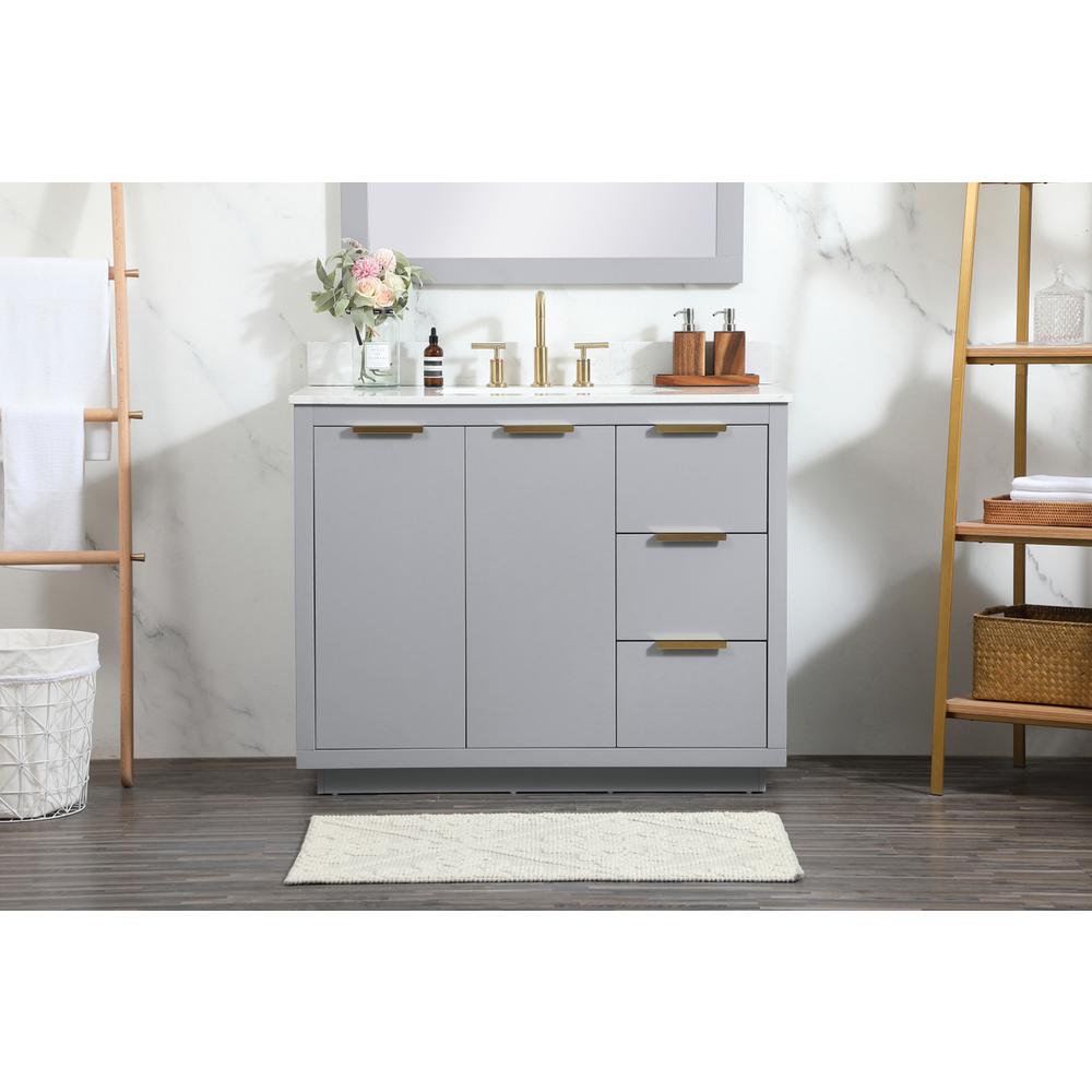42 inch Single bathroom vanity in grey with backsplash. Picture 14