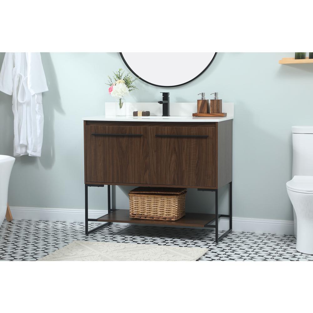 40 inch Single bathroom vanity in walnut with backsplash. Picture 2