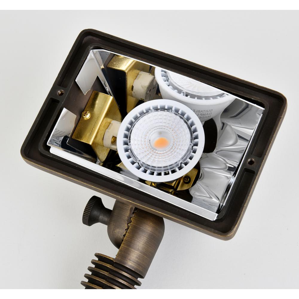 Flood Light W2.75In D5.25In H8In Antique Brass  Mr11/ Mr16 Dual Socket. Picture 4