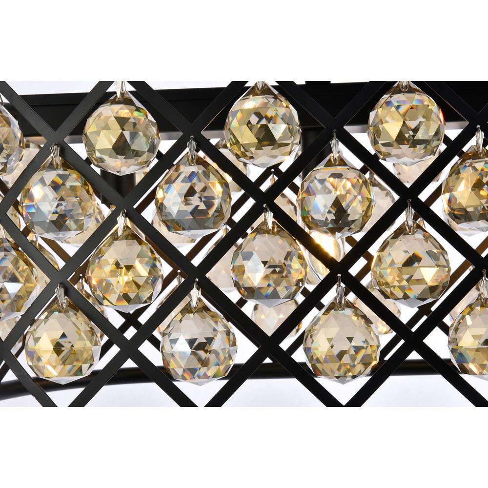 Madison 7 light Matte Black Chandelier Golden Teak (Smoky) Royal Cut Crystal. Picture 5
