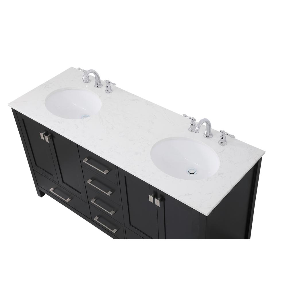 60 inch Double Bathroom Vanity in Black. Picture 9