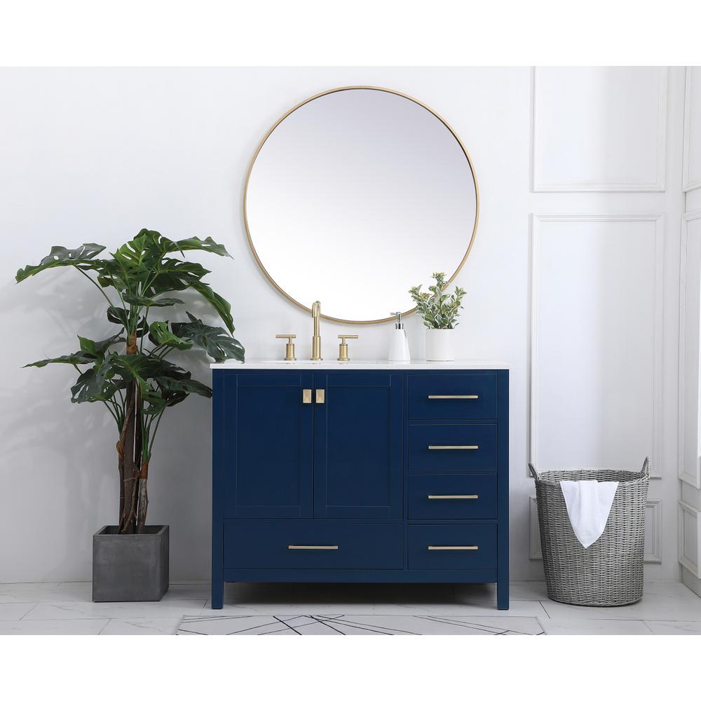 42 inch Single Bathroom Vanity in Blue. Picture 4