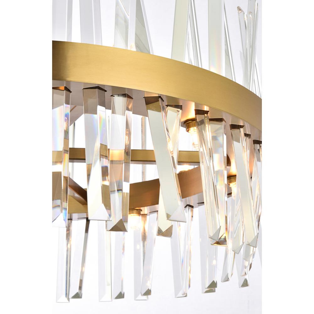 Serephina 25 inch crystal round pendant light in satin gold. Picture 3