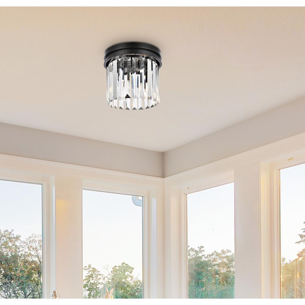 Sydney 3 light Matte Black Flush Mount Clear Royal Cut Crystal. Picture 8