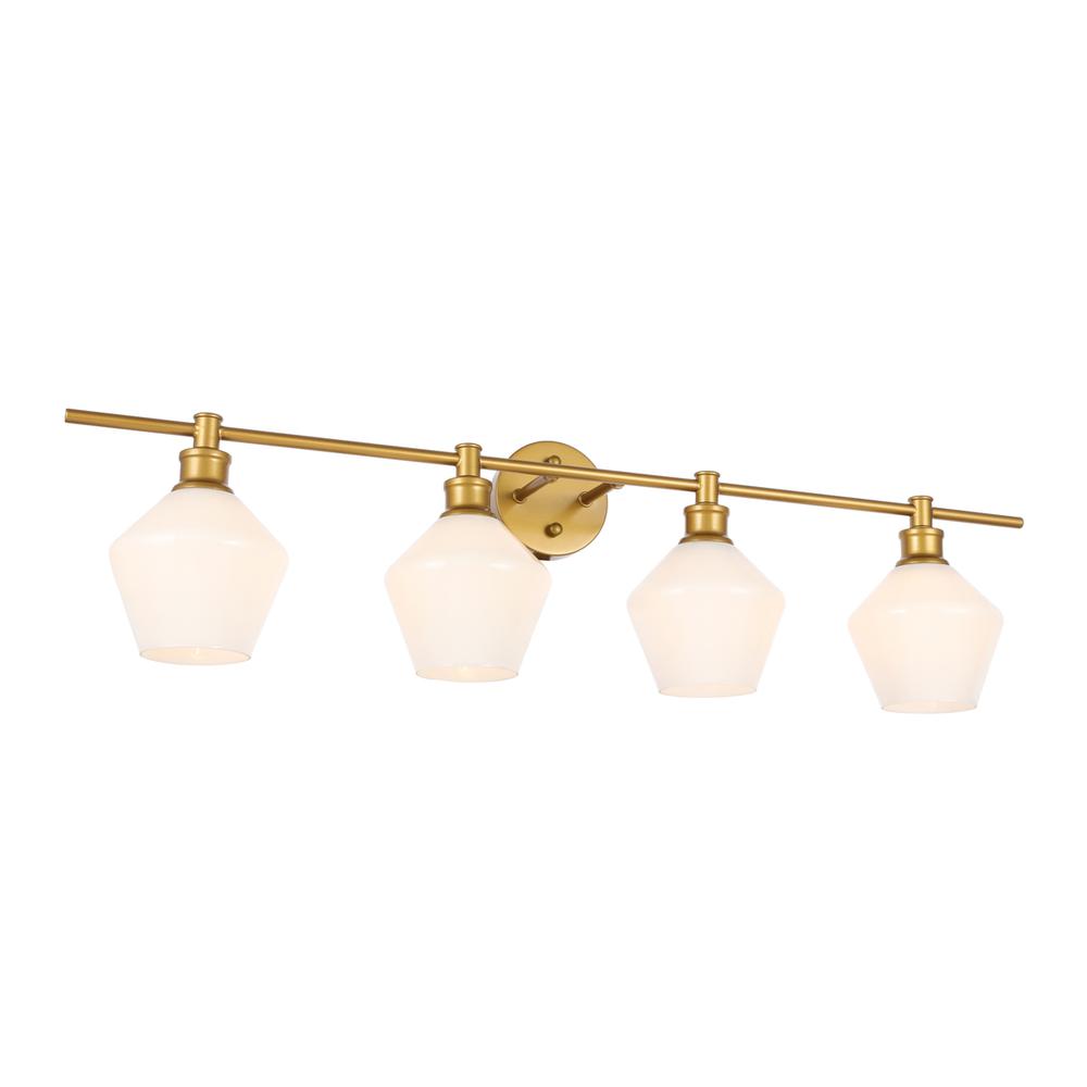 Gene 4 light Brass and Frosted white glass Wall sconce. Picture 11
