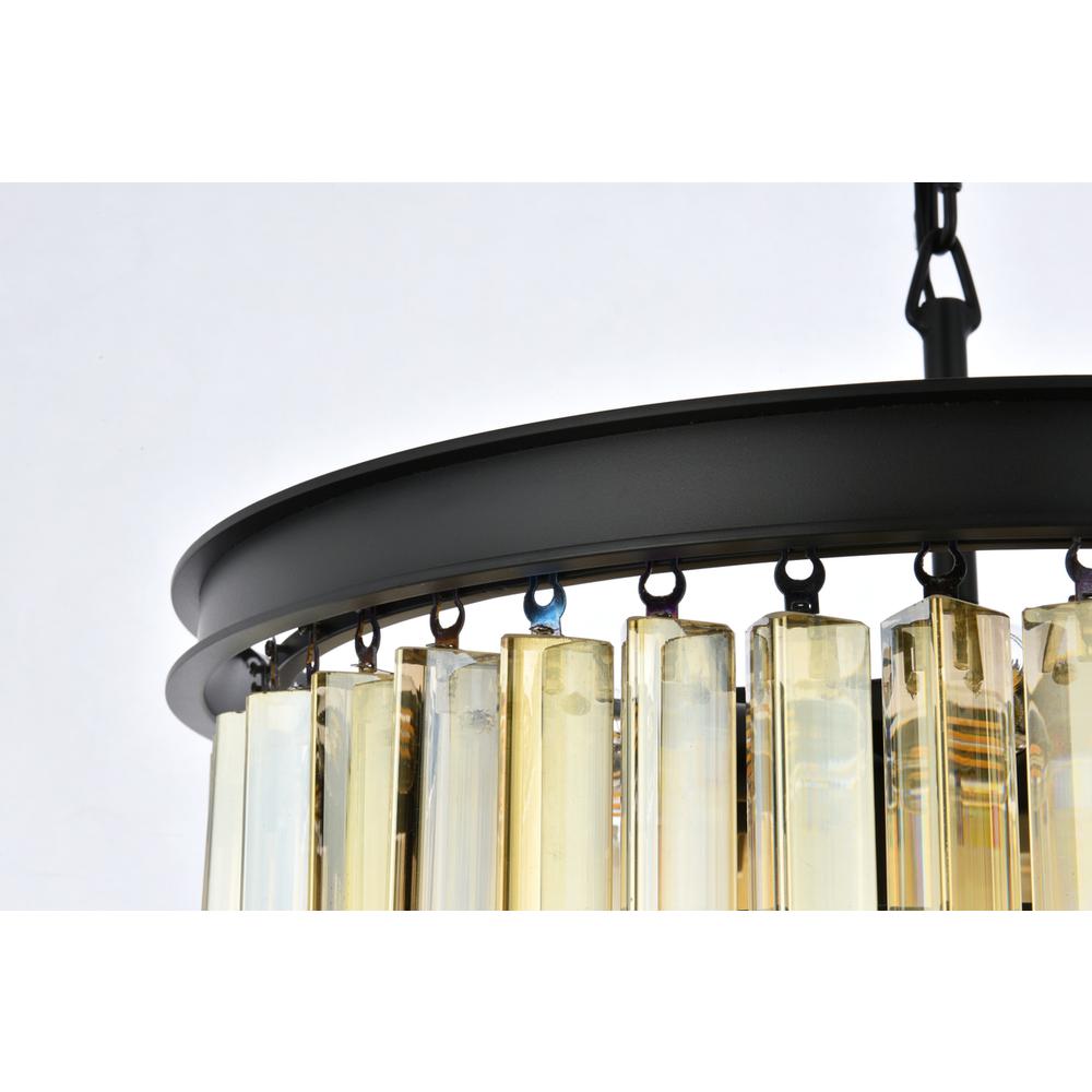 Sydney 9 light Matte Black Chandelier Golden Teak (Smoky) Royal Cut Crystal. Picture 5
