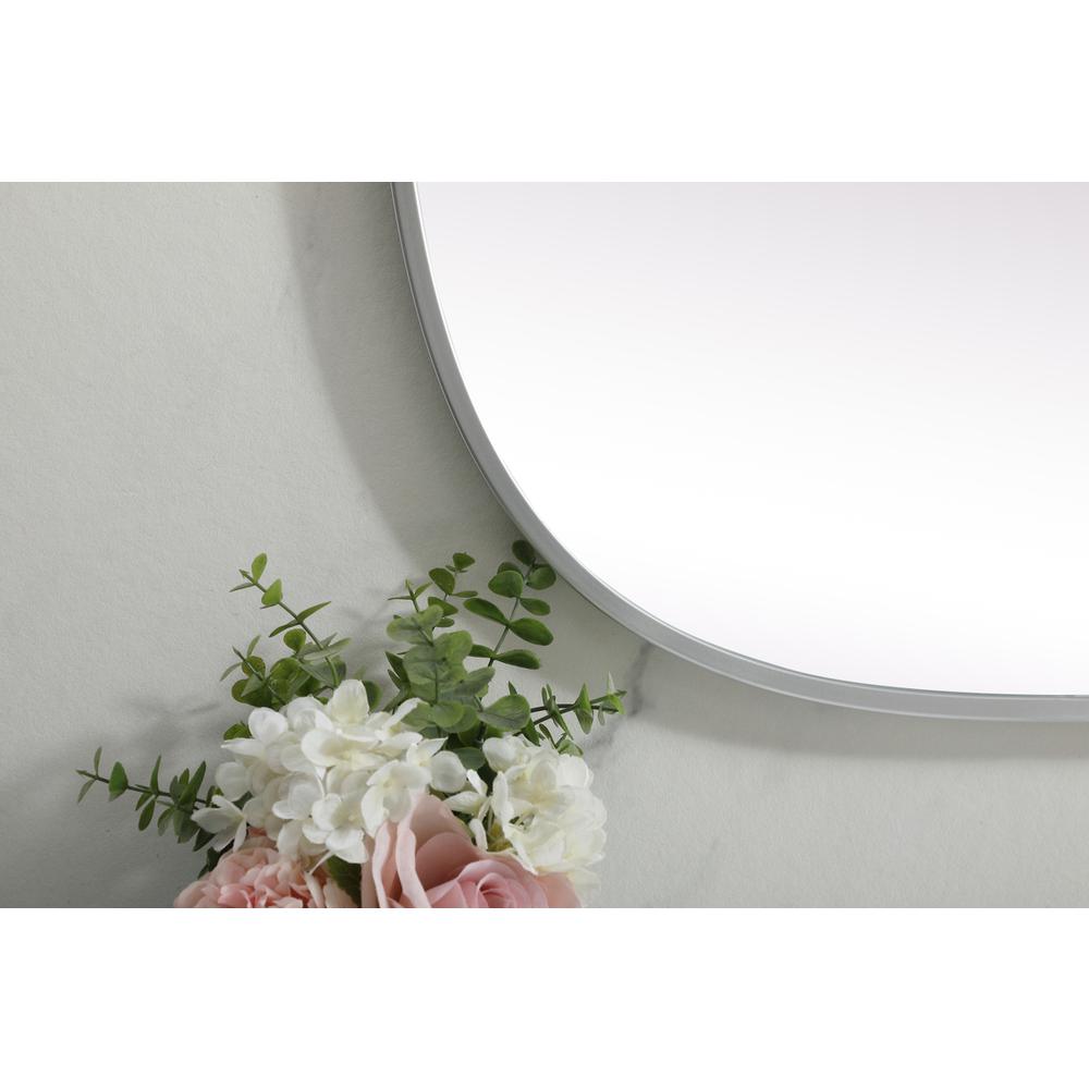 Metal Frame Oval Mirror 24x36 Inch in Silver. Picture 5
