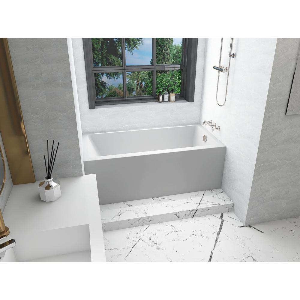 Alcove soaking bathtub 30x60 inch right drain in glossy white. Picture 3