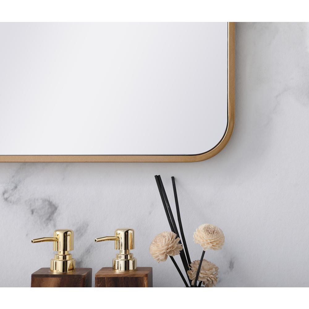 Soft corner metal rectangular mirror 22x40 inch in Brass. Picture 3