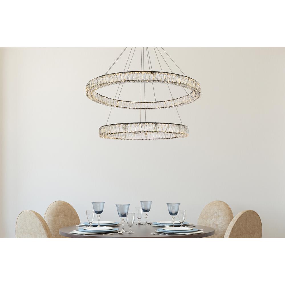 Monroe 42 inch LED round double ring pendant in black. Picture 8