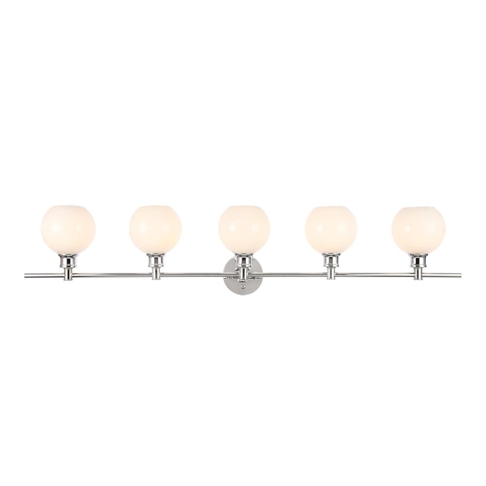 Collier 5 light Chrome and Frosted white glass Wall sconce. Picture 1