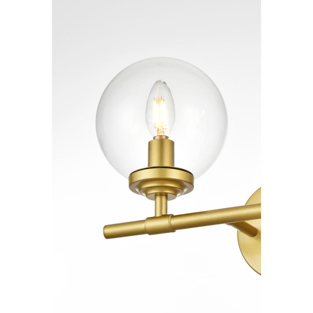 Ingrid 2 light Brass and Clear Bath Sconce. Picture 3