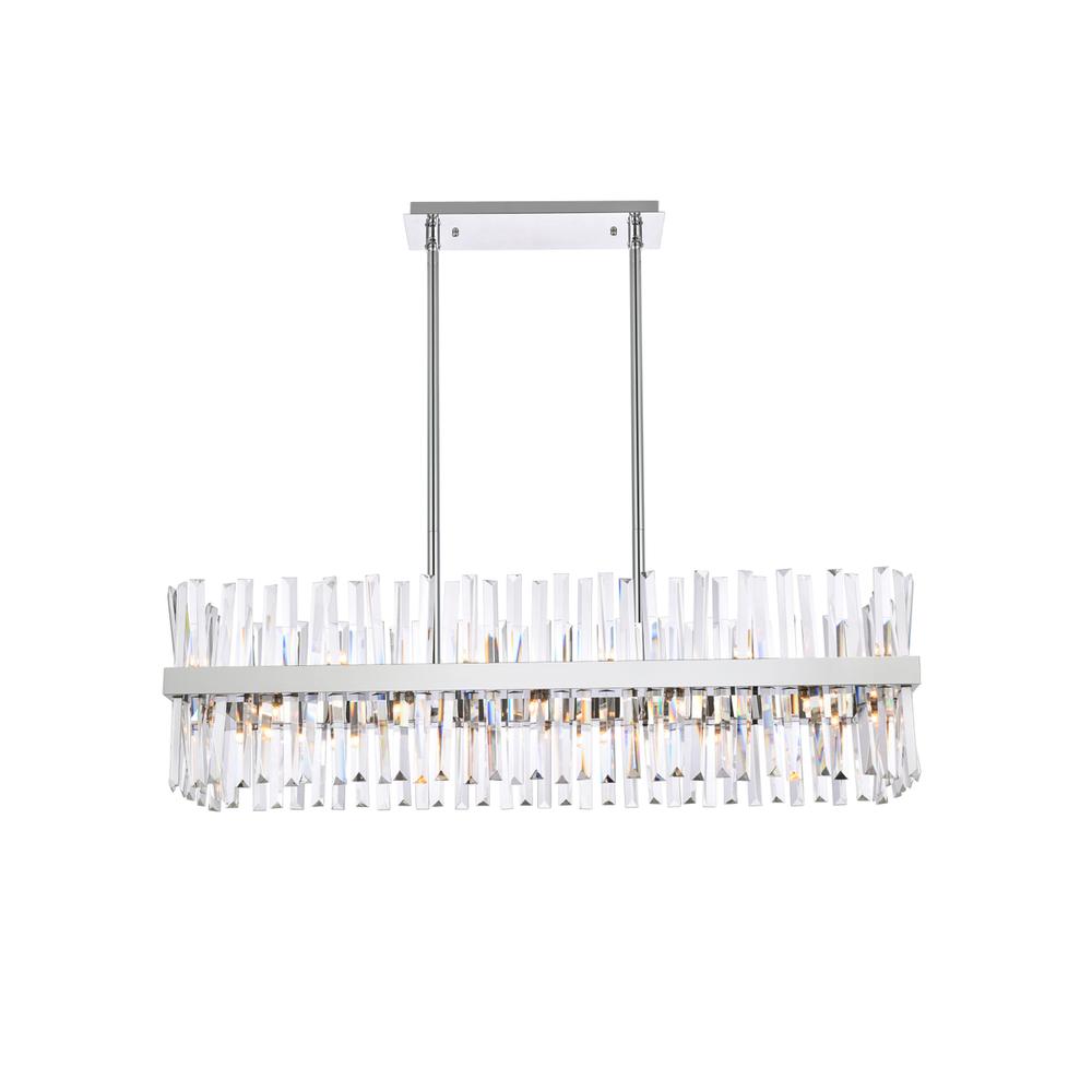 Serephina 42 inch crystal rectangle chandelier light in chrome. Picture 1
