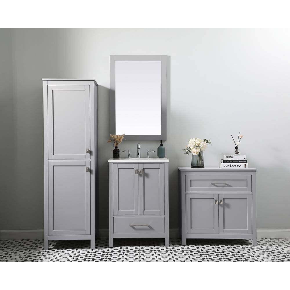 30 Inch Wide Bathroom Storage Freestanding Cabinet In Grey. Picture 10