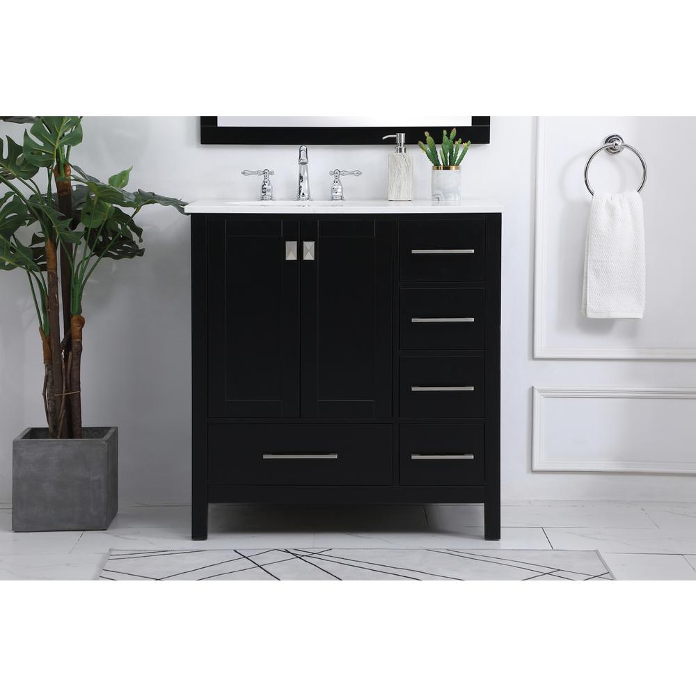 32 inch Single Bathroom Vanity in Black. Picture 14