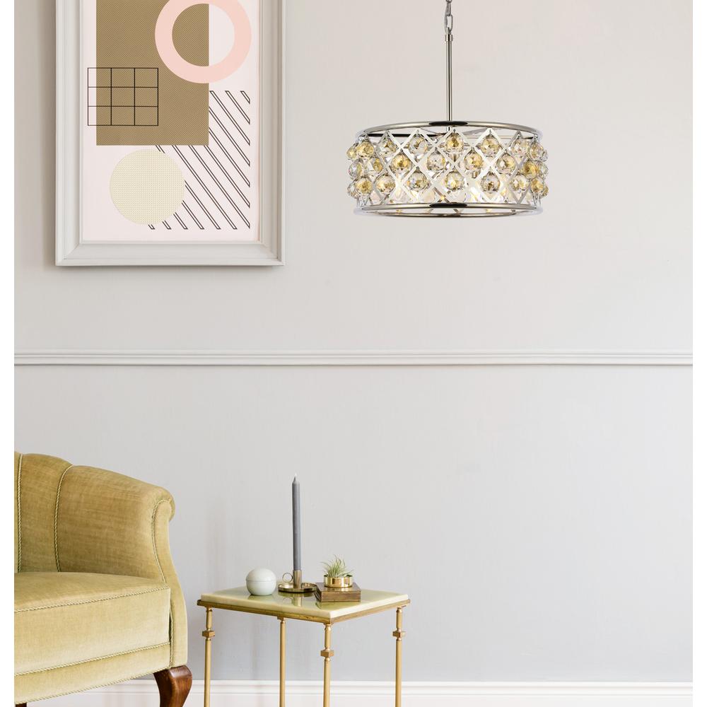 Madison 5 light polished Nickel Chandelier Golden Teak (Smoky) Royal Cut Crystal. Picture 8