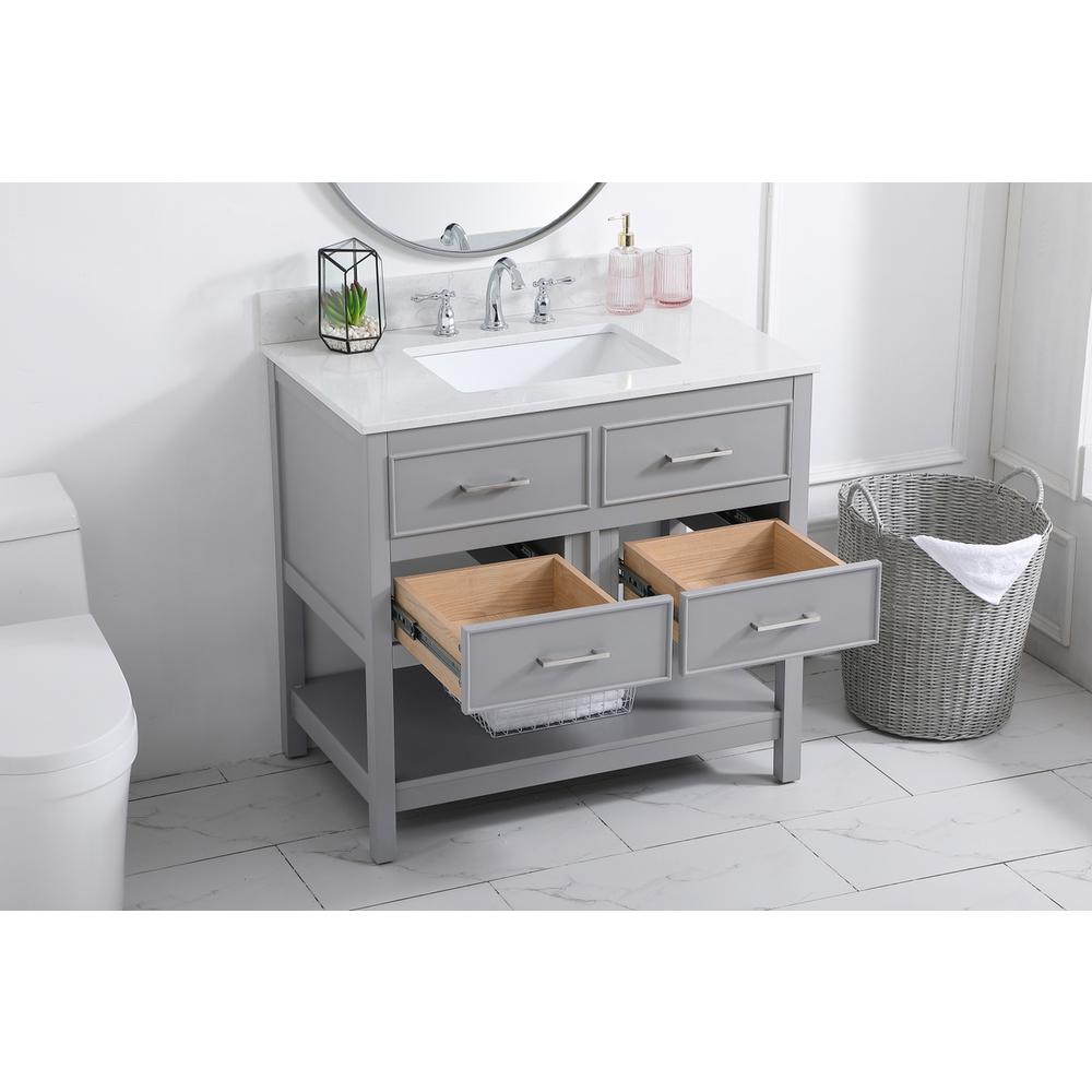 36 inch Single bathroom vanity in gray with backsplash. Picture 3