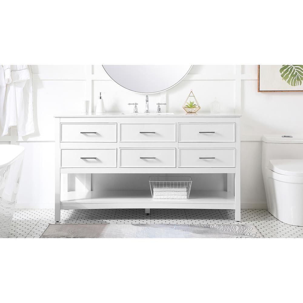 60 inch Single bathroom vanity in white. Picture 14