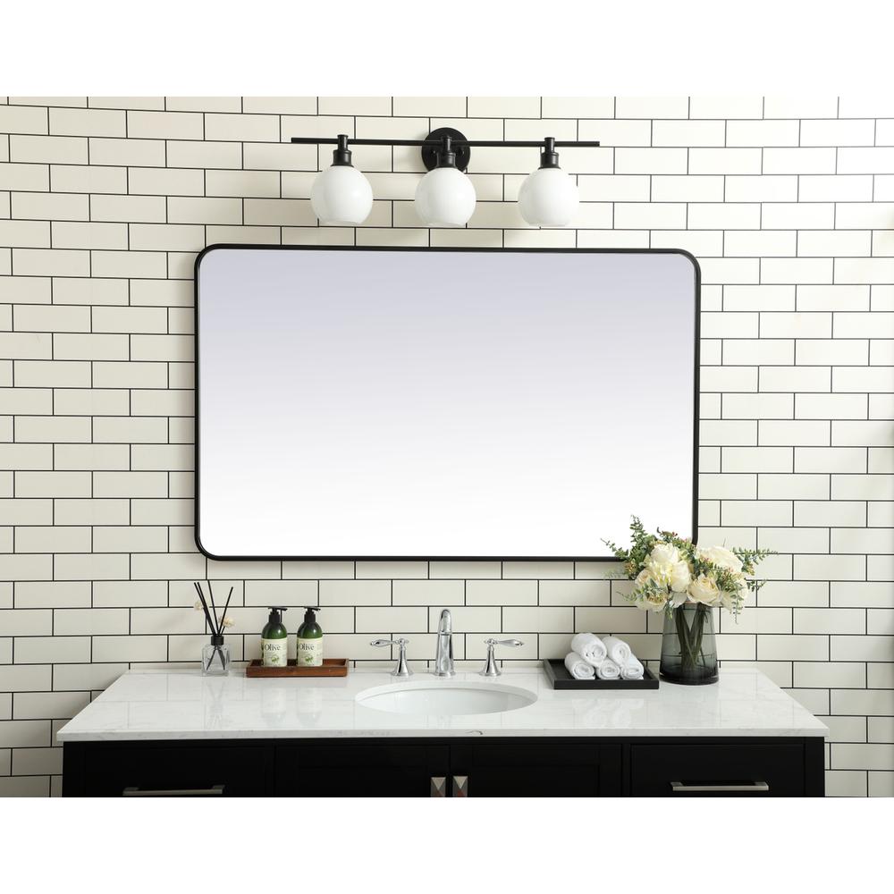 Soft corner metal rectangular mirror 30x48 inch in Black. Picture 9
