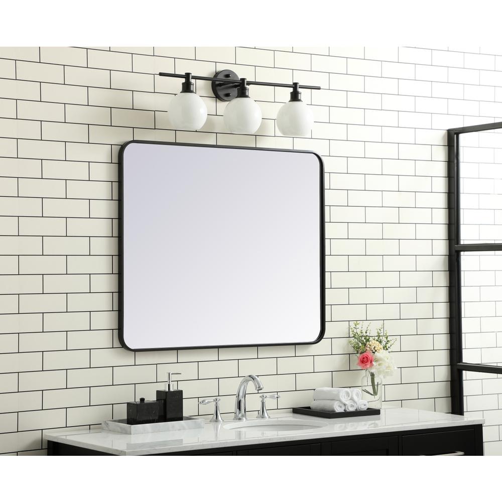 Soft corner metal rectangular mirror 30x36 inch in Black. Picture 2