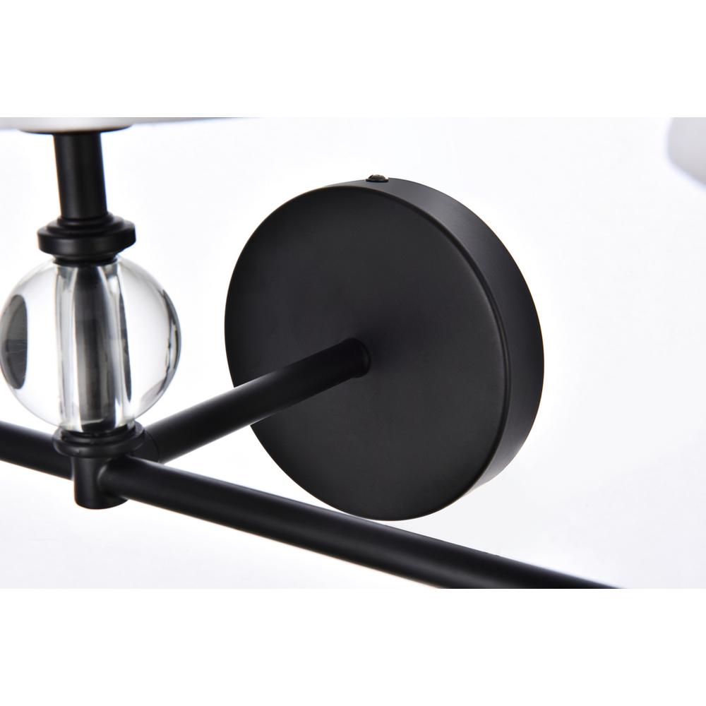 Bethany 3 lights bath sconce in black with white fabric shade. Picture 5