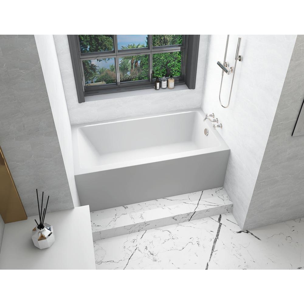 Alcove soaking bathtub 32x60 inch right drain in glossy white. Picture 4