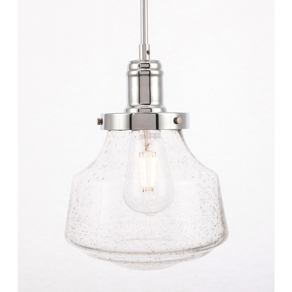 Lyle 1 Light Chrome And Clear Seeded Glass Pendant. Picture 9