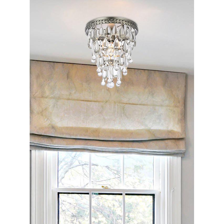 Nordic 1 light antique silver Flush Mount Clear Royal Cut Crystal. Picture 8