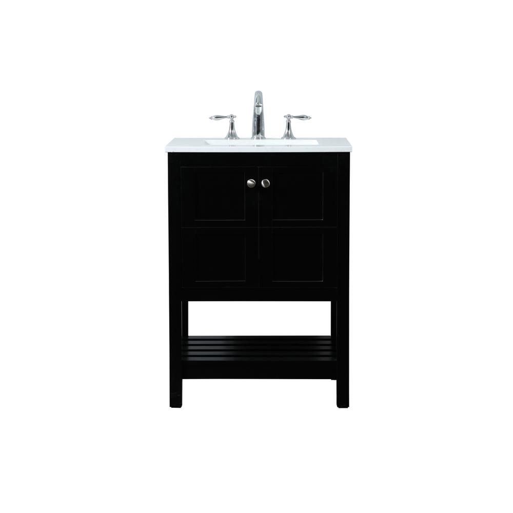 24 inch Single bathroom vanity in black. Picture 1